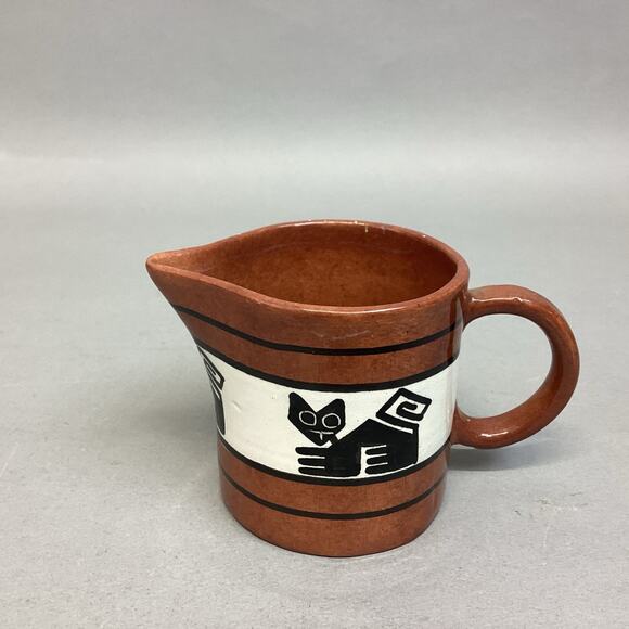 Vintage Rare Los Reyes Lima Peru Black Cat Signed Hand Painted Peruvian Creamer - Picture 3 of 7